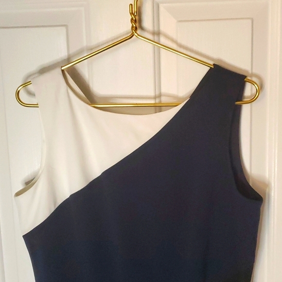 Chaps Womens Classic Sleeveless Color Block Career Dress Zipper Back,Front Slit - Picture 2 of 12